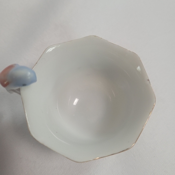 VTG Porcelain Mini Cup & Saucer Set Parrot Handle Hand Painted Japan - Picture 3 of 10